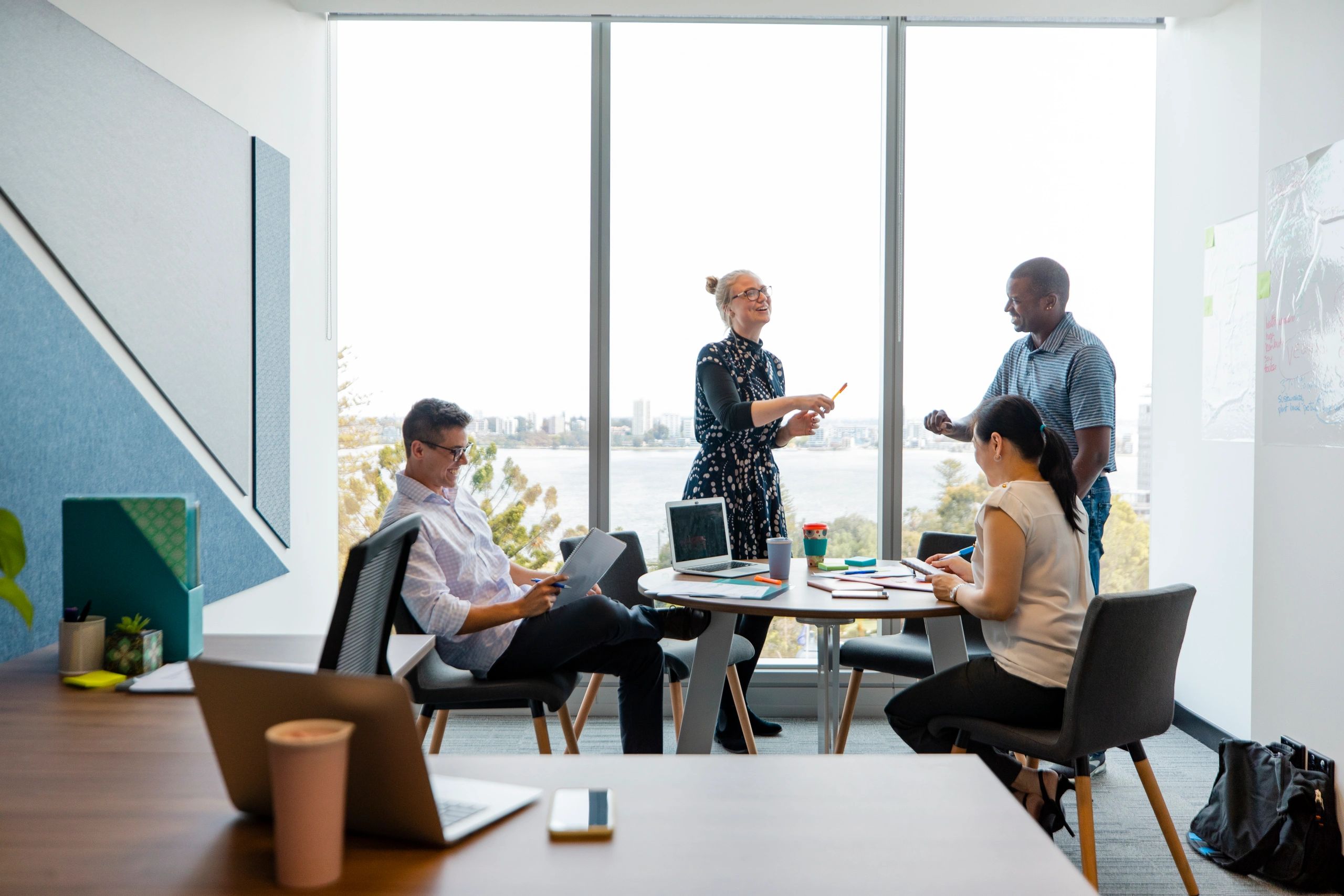 Business team collaborating around a strategy table